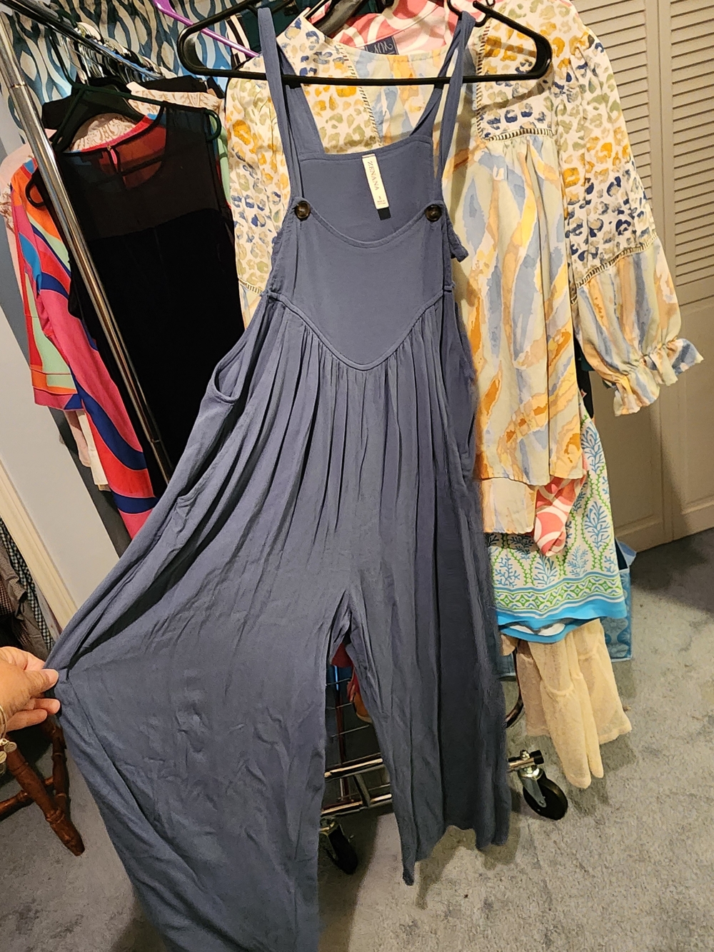 ZENANA Blue Sleeveless Button Strap Dress